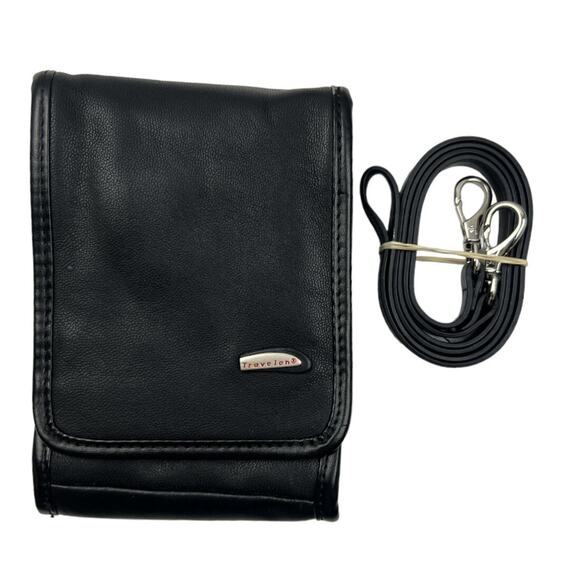Travelon Handbags - Travelon Leather Crossbody Purse Black Credit Card Belt Loop Boarding Pass Slot